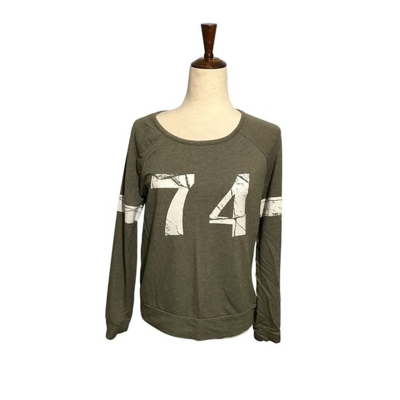 Five by Five Tops - Five by Five Gray Graphic Sleeve Tee MED Women's